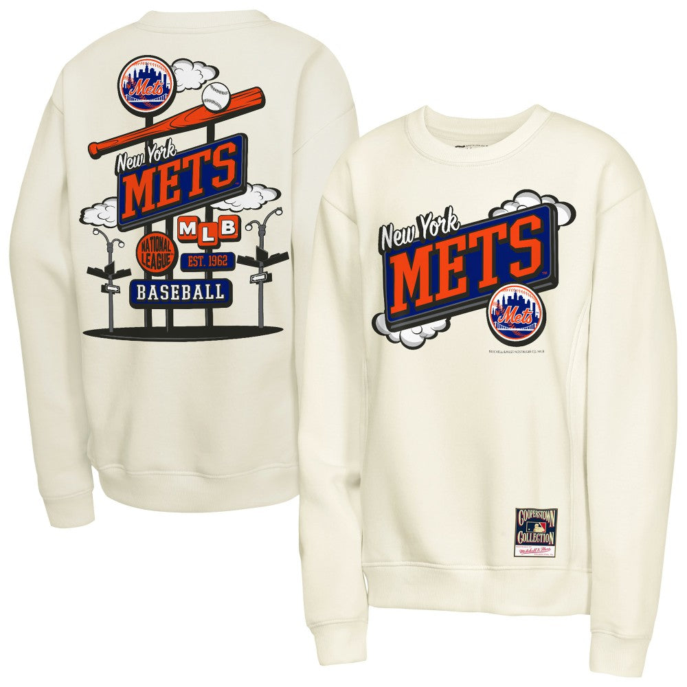 New York Mets Youth Retro Billboard Sweatshirt - Natural | Mitchell & Ness