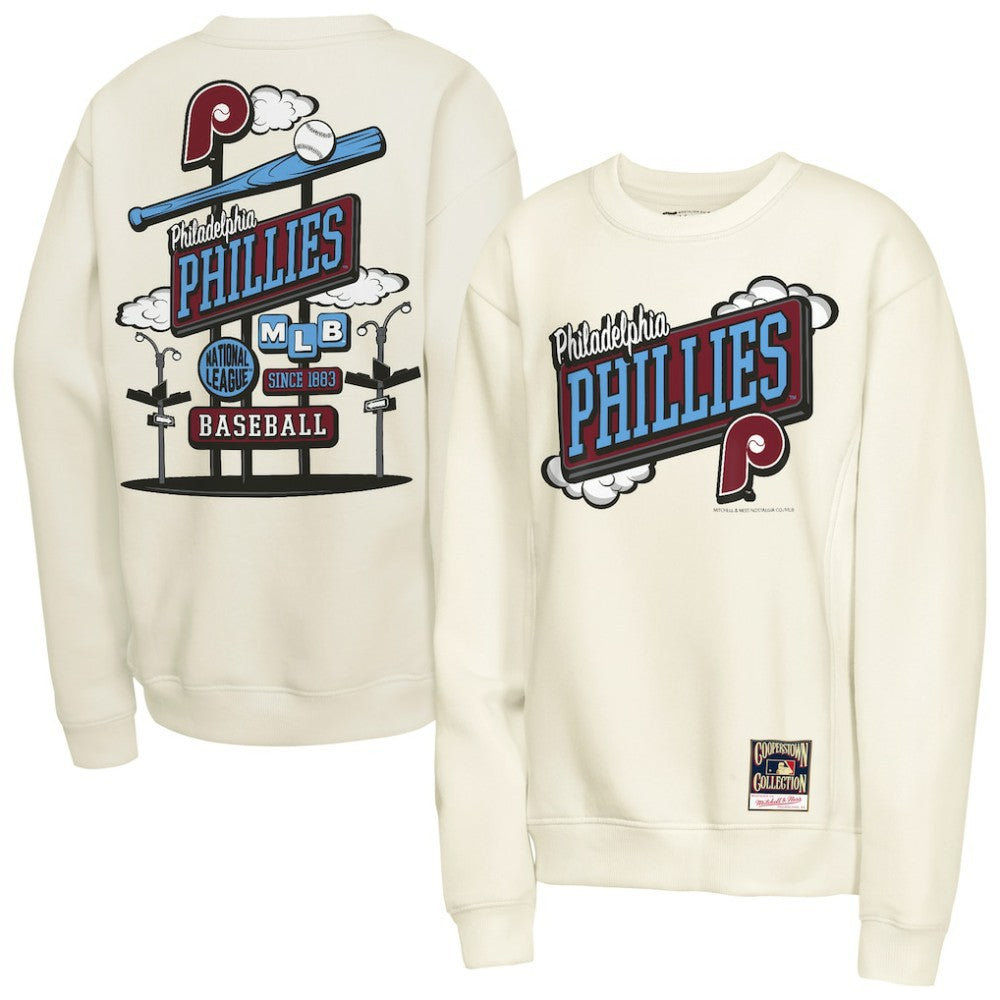 Philadelphia Phillies Youth Retro Billboard Sweatshirt - Natural | Mitchell & Ness