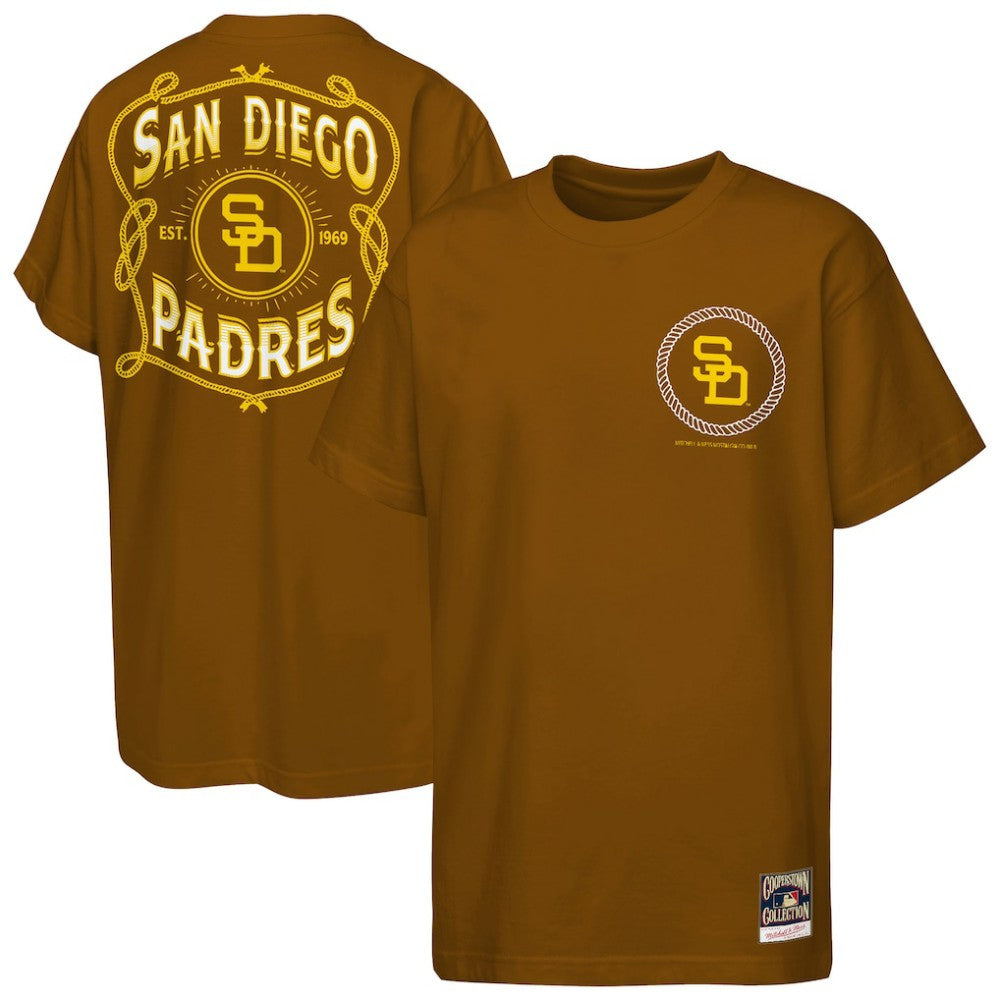 San Diego Padres Youth Cooperstown Rodeo Rope T-Shirt - Brown | Mitchell & Ness