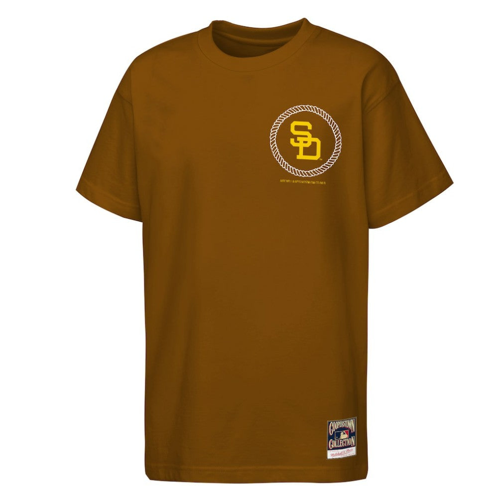 San Diego Padres Youth Cooperstown Rodeo Rope T-Shirt - Brown | Mitchell & Ness