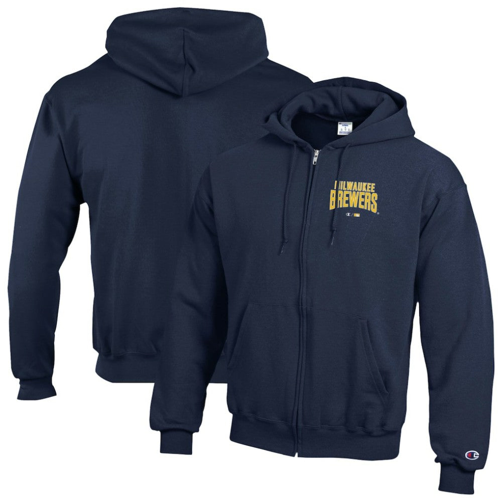 Milwaukee Brewers Champion Eco Powerblend Full-Zip Hoodie - Navy