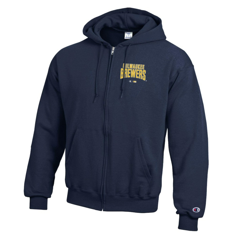 Milwaukee Brewers Champion Eco Powerblend Full-Zip Hoodie - Navy