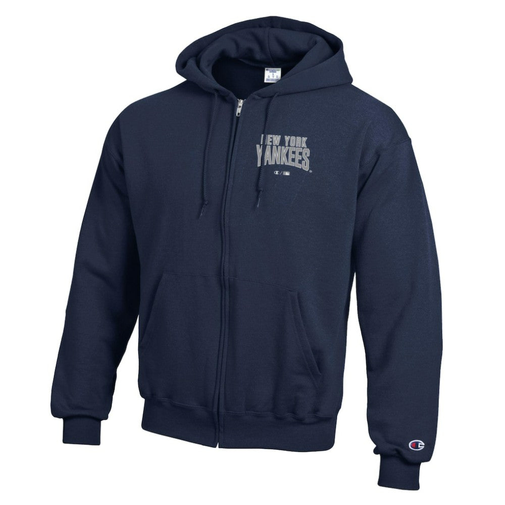New York Yankees Champion Eco Powerblend Full-Zip Hoodie - Navy