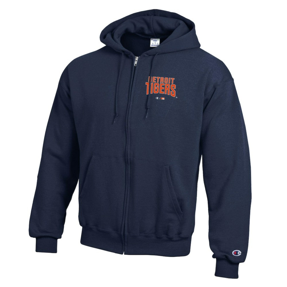 Detroit Tigers Champion Eco Powerblend Full-Zip Hoodie - Navy