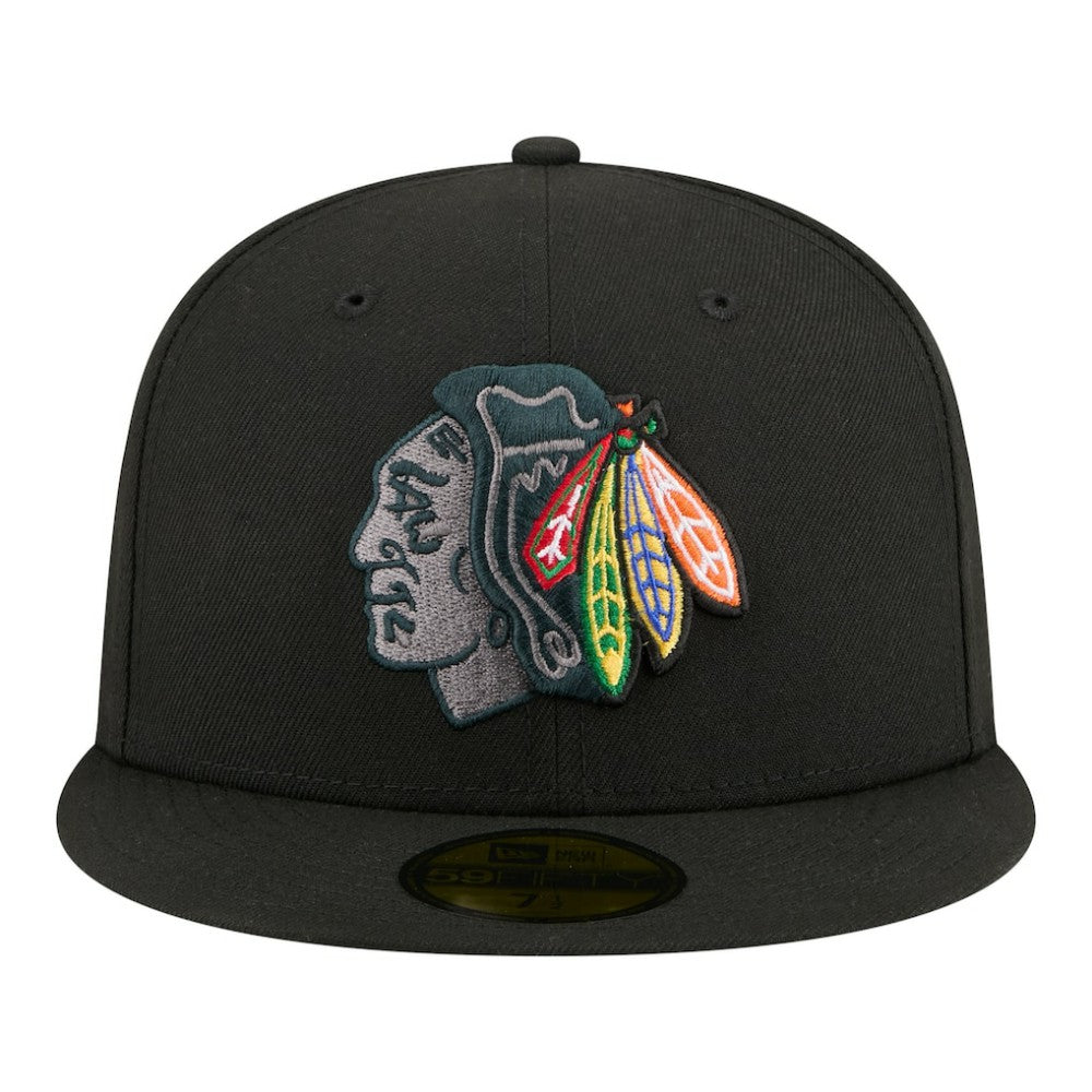 Chicago Blackhawks New Era Color Pop 59FIFTY Fitted Hat Black
