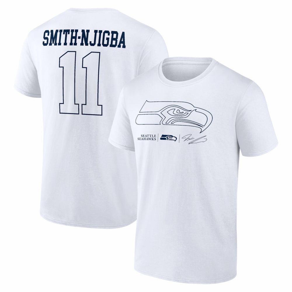 Jaxon Smith-Njigba Seattle Seahawks Tonal Name & Number T-Shirt - White for sale