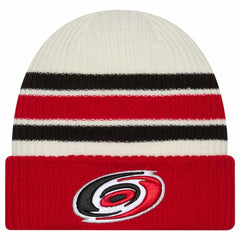 Carolina Hurricanes New Era Vintage Cuffed Knit Hat Cream/Red