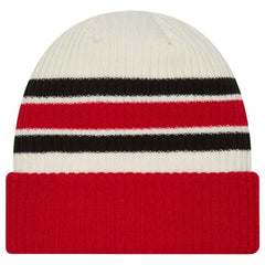 Carolina Hurricanes New Era Vintage Cuffed Knit Hat Cream/Red