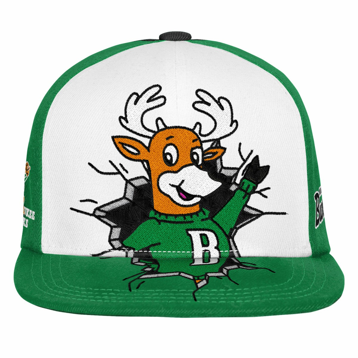 Milwaukee Bucks Youth Mascot Snapback Hat - Green | Mitchell & Ness cheap