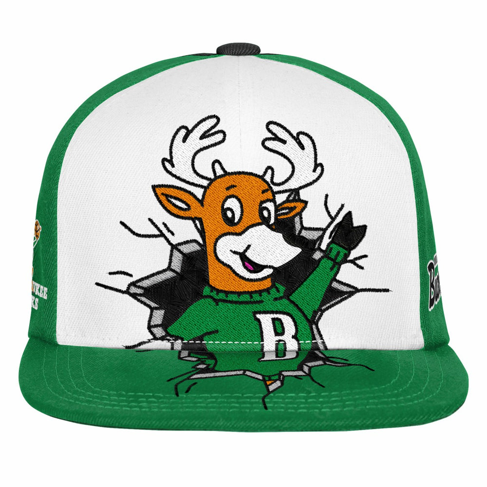 Milwaukee Bucks Youth Mascot Snapback Hat - Green | Mitchell & Ness cheap