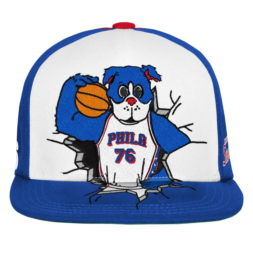 Philadelphia 76ers Youth Mascot Snapback Hat - Royal | Mitchell & Ness on sale