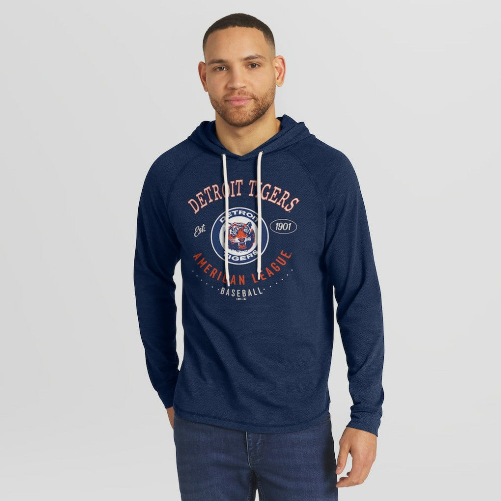 Detroit Tigers Darius Rucker Collection Raglan Hooded Long Sleeve T-Shirt - Blue