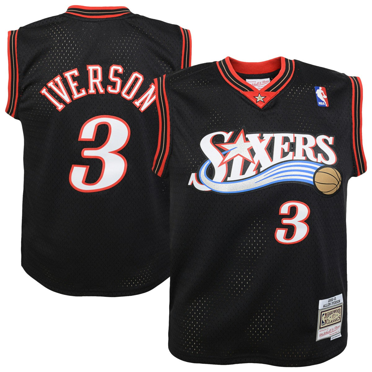 Allen Iverson Philadelphia 76ers Youth 2000-01 Swingman Road Jersey - Black | Mitchell & Ness on sale
