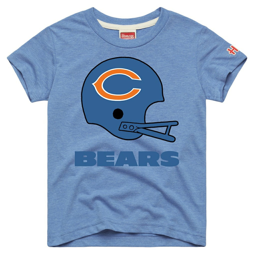 Chicago Bears Homage Youth Big Helmet Tri-Blend T-Shirt - Light Blue outlet