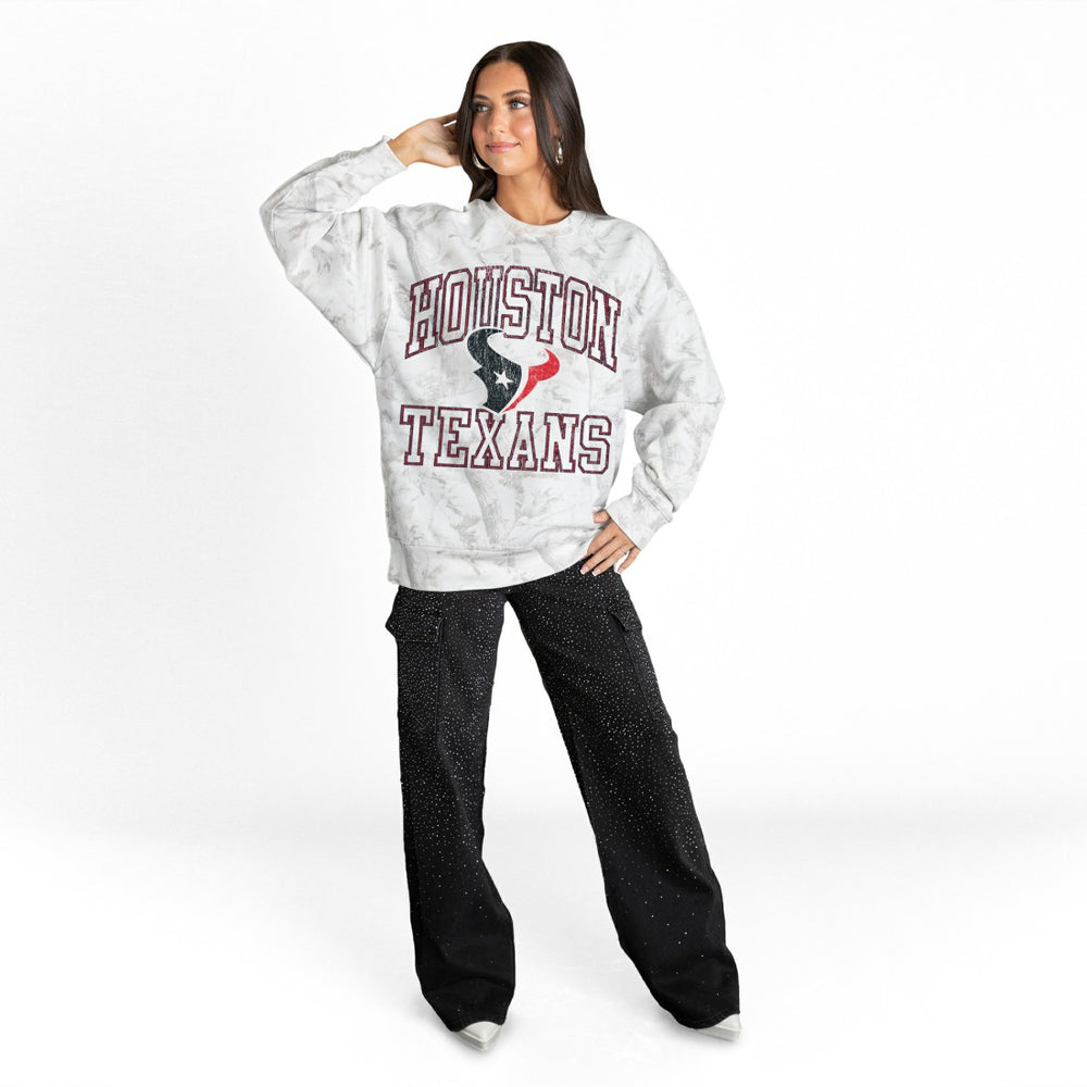 Houston Texans Gameday Couture Women's Whiteout Oversized Premium Fleece Sweatshirt - Arctic Camo sale