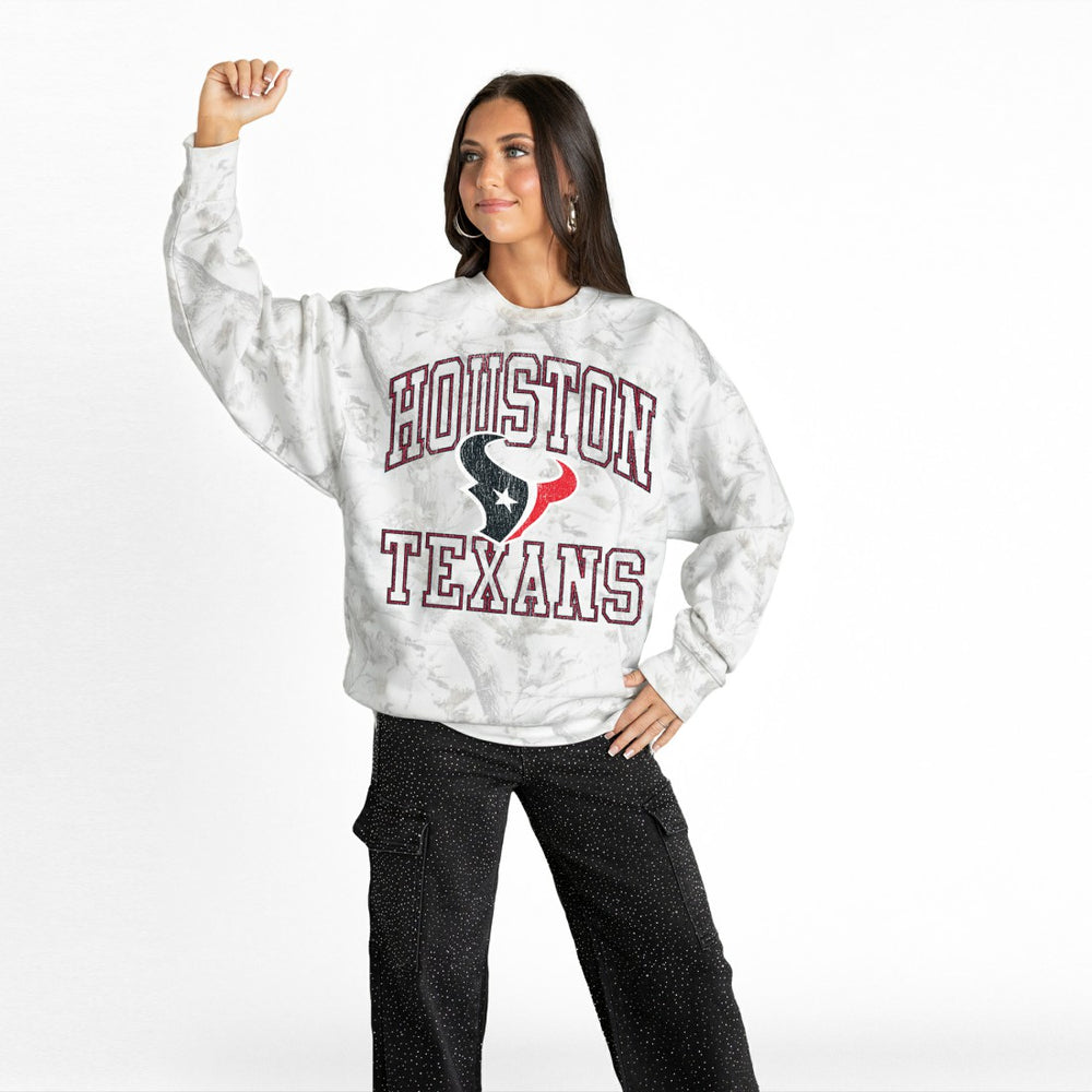 Houston Texans Gameday Couture Women's Whiteout Oversized Premium Fleece Sweatshirt - Arctic Camo sale