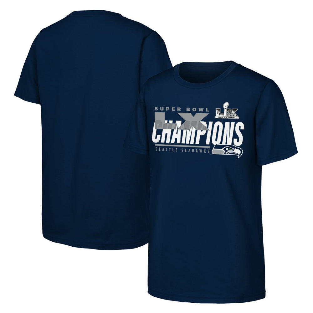 Seattle Seahawks Youth Super Bowl LX Champions Iconic Victory T-Shirt - College Navy outlet