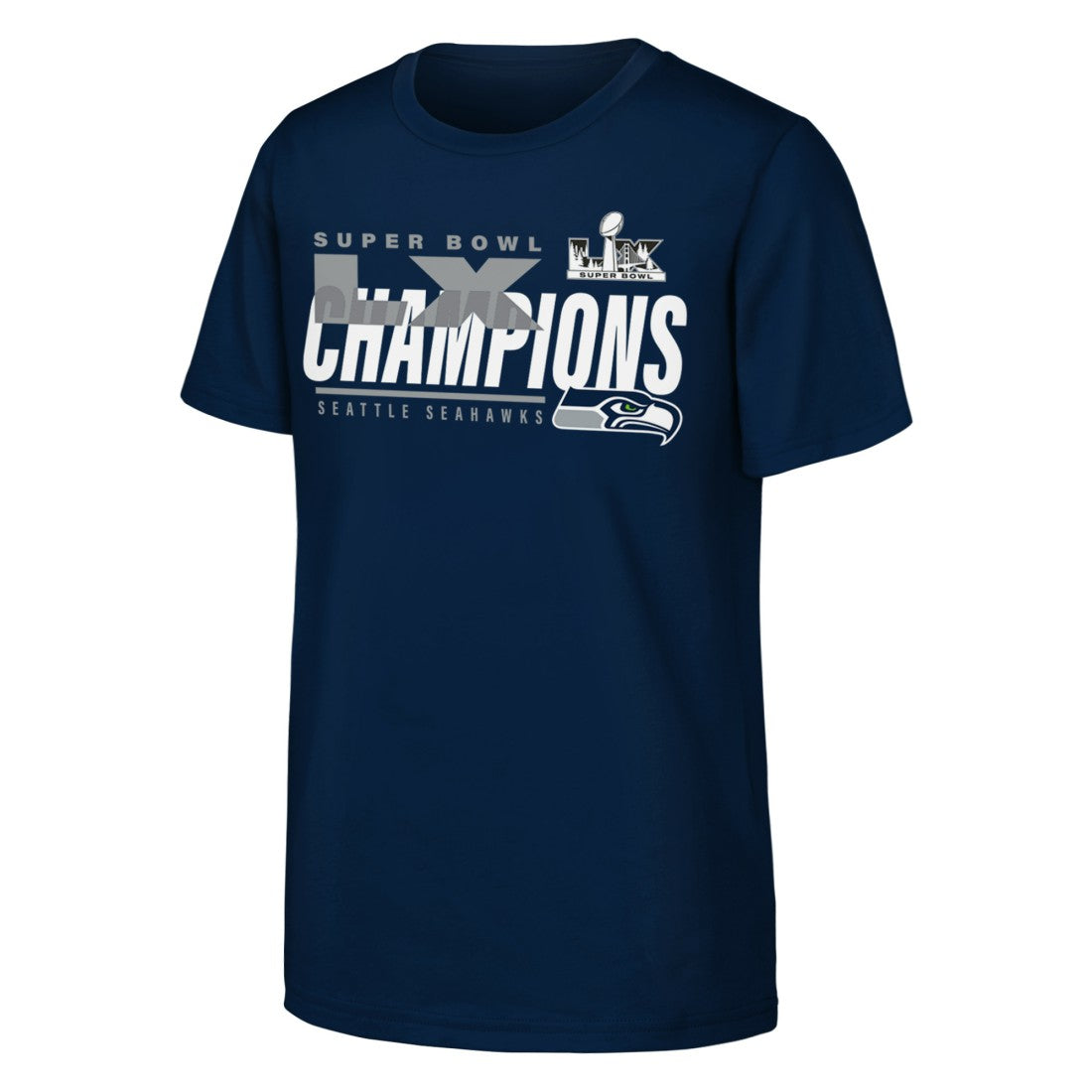 Seattle Seahawks Youth Super Bowl LX Champions Iconic Victory T-Shirt - College Navy outlet