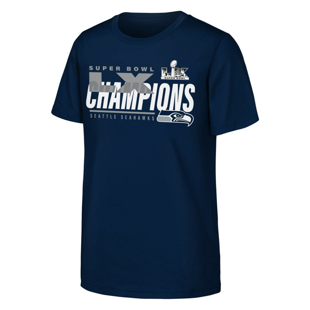 Seattle Seahawks Youth Super Bowl LX Champions Iconic Victory T-Shirt - College Navy outlet