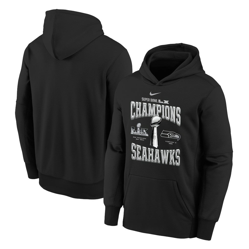 Seattle Seahawks Youth Super Bowl LX Champions Locker Room Trophy Collection Authentic Hoodie - Black | Nike cheap