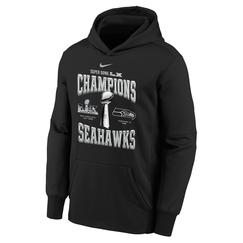 Seattle Seahawks Youth Super Bowl LX Champions Locker Room Trophy Collection Authentic Hoodie - Black | Nike cheap