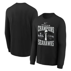Seattle Seahawks Youth Super Bowl LX Champions Locker Room Trophy Collection Long Sleeve T-Shirt - Black | Nike on sale