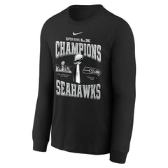 Seattle Seahawks Youth Super Bowl LX Champions Locker Room Trophy Collection Long Sleeve T-Shirt - Black | Nike on sale