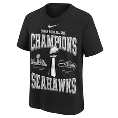 Seattle Seahawks Youth Super Bowl LX Champions Locker Room Trophy Collection Authentic T-Shirt - Black | Nike discount