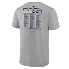 New England Patriots Super Bowl LX Big & Tall Roster T-Shirt - Heather Gray cheap