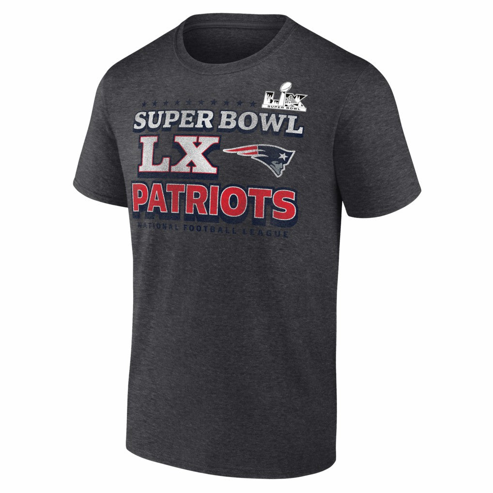 New England Patriots Super Bowl LX Big & Tall Battle Prep T-Shirt - Heather Charcoal for sale