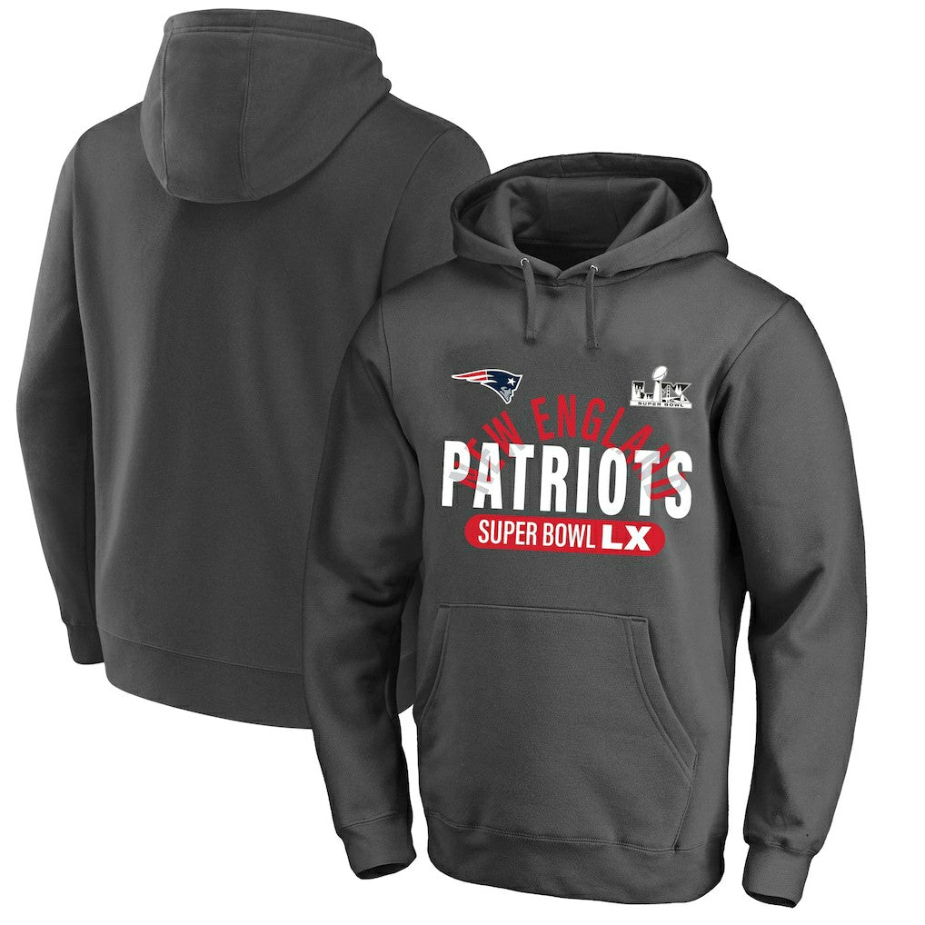New England Patriots Super Bowl LX Big & Tall Game Plan Hoodie - Charcoal sale