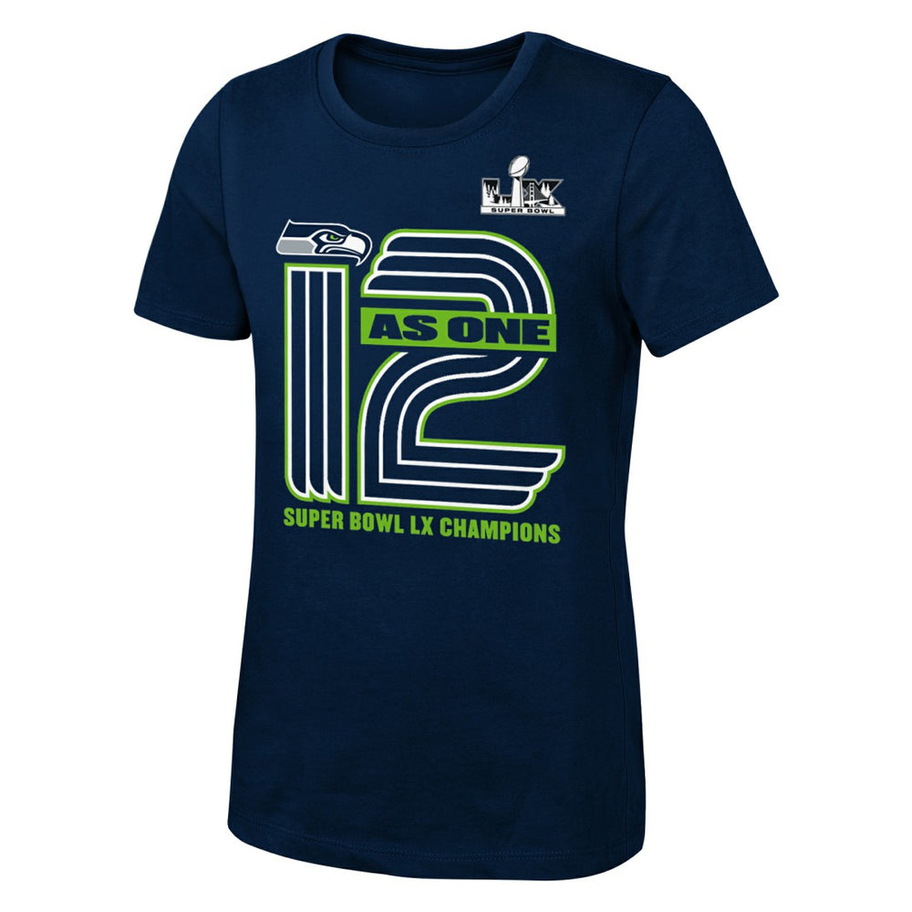 Seattle Seahawks Girls Youth Super Bowl LX Champions On Top T-Shirt - College Navy discount