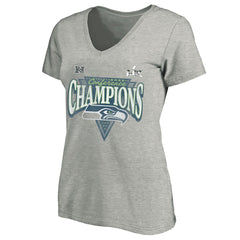 Seattle Seahawks Women's 2025 NFC Champions Plus Size Hail Mary Tri-Blend V-Neck T-Shirt - Heather Gray sale