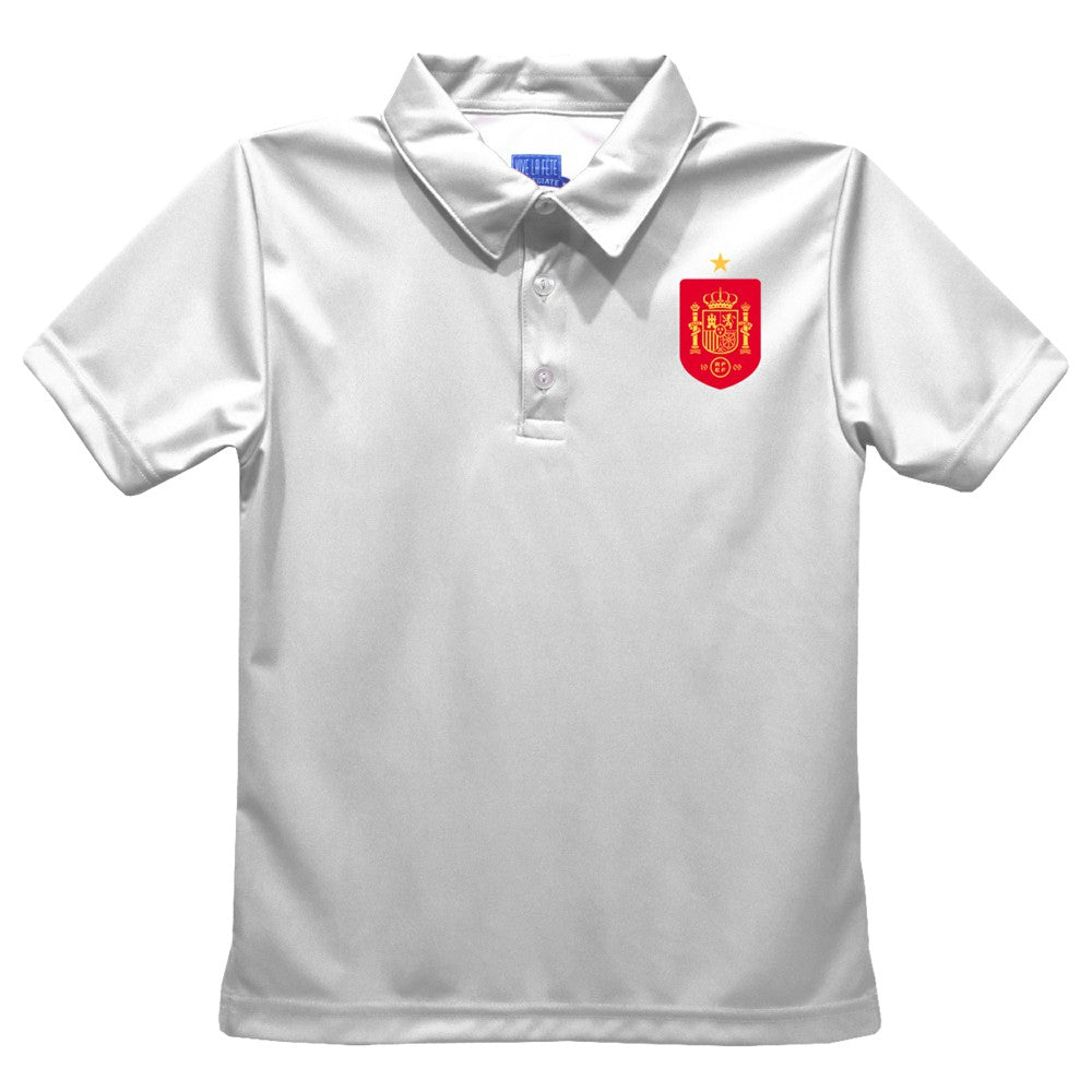 Spain National Team Vive La Fete Youth Solid Polo - White on sale