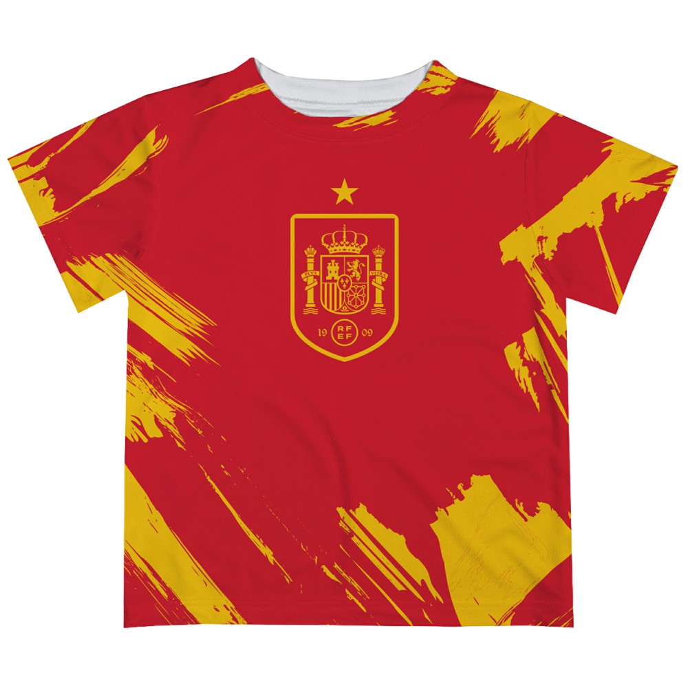 Spain National Team Vive La Fete Youth Paint Brush T-Shirt - Red cheap