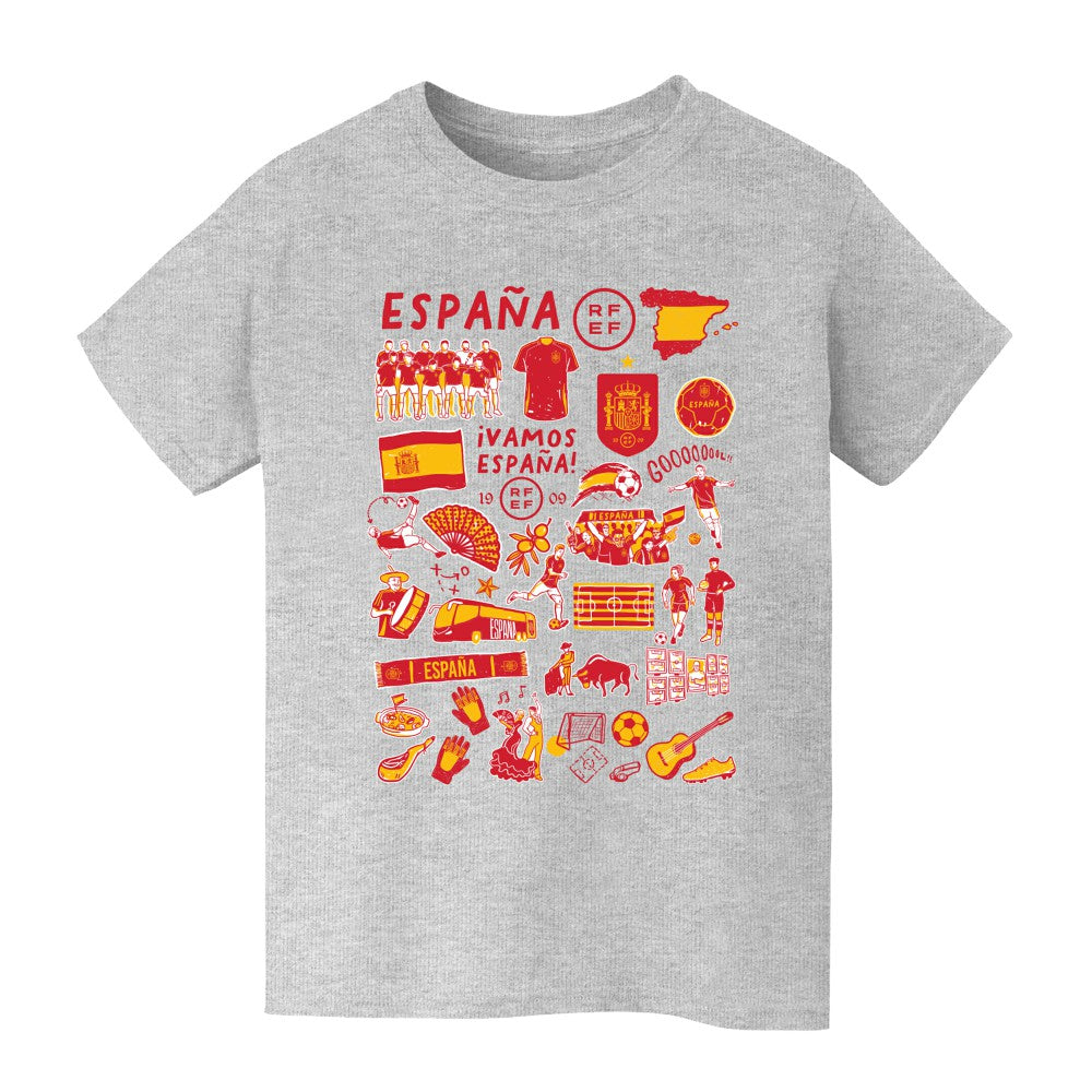 Spain National Team Vive La Fete Youth Impressions Artwork T-Shirt - Gray cheap