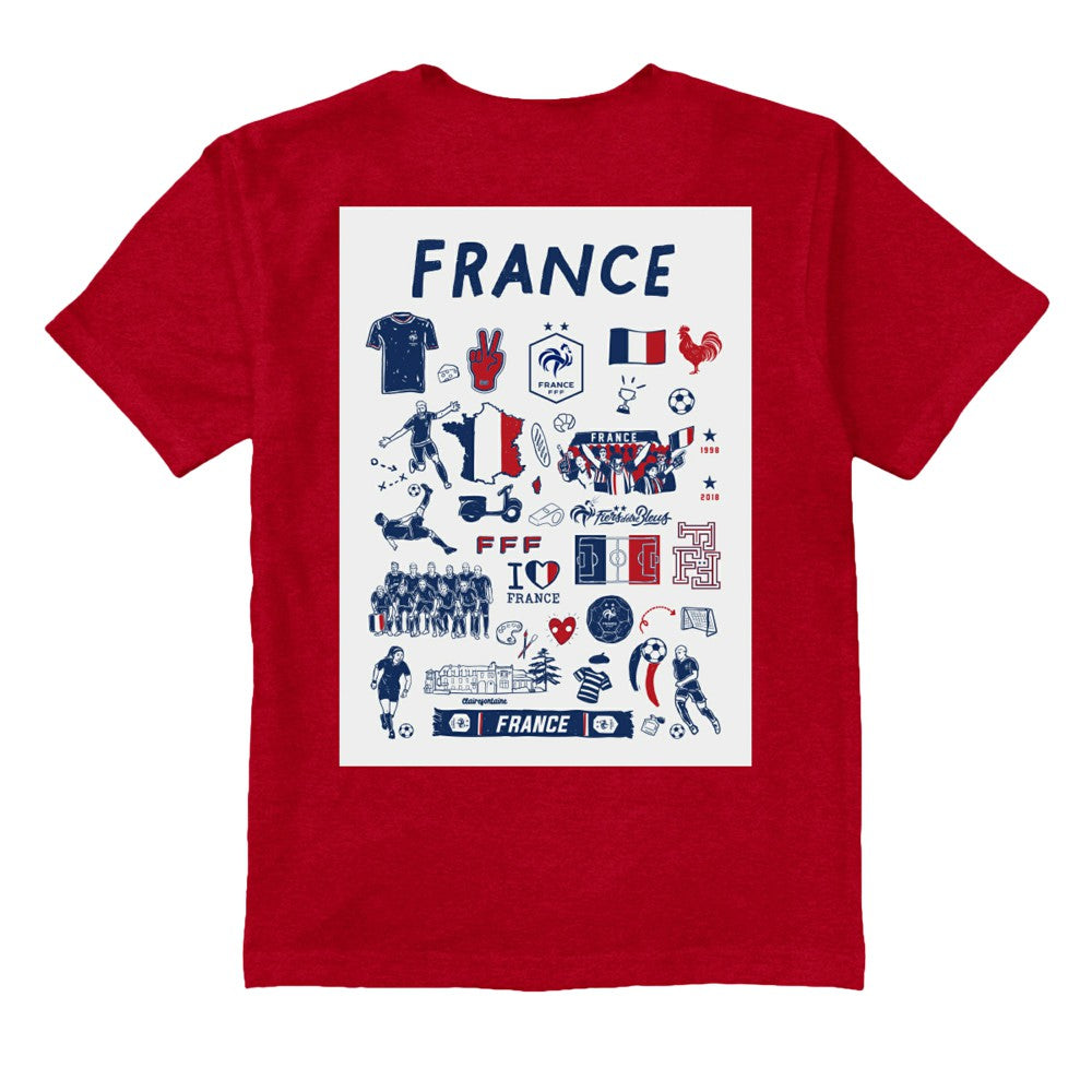 France National Team Vive La Fete Youth Impressions Artwork T-Shirt - Red shop