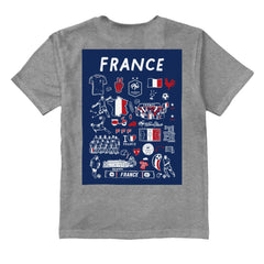 France National Team Vive La Fete Youth Impressions Artwork T-Shirt - Gray for sale