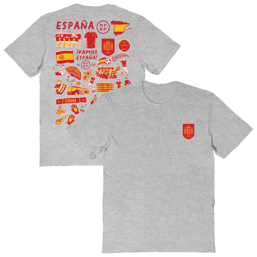 Spain National Team Vive La Fete Women's Impressions Artwork Fitted T-Shirt - Gray online