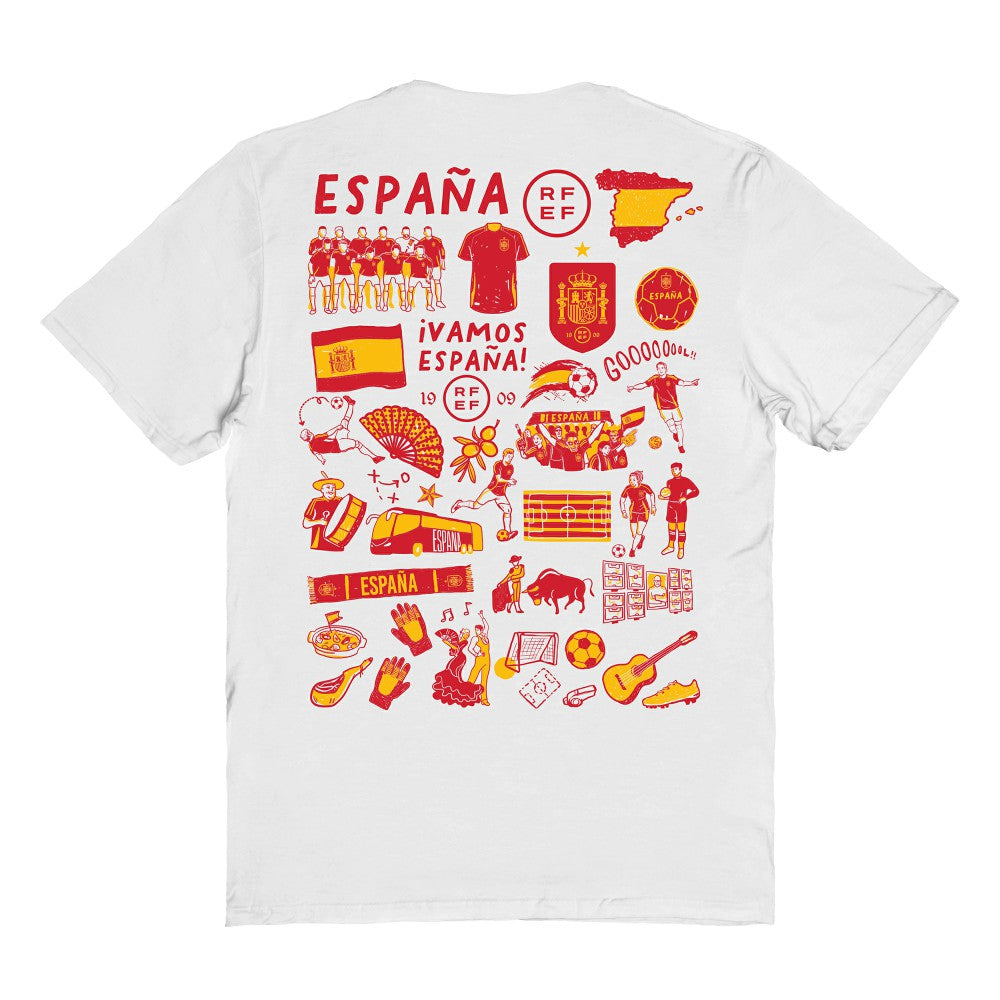 Spain National Team Vive La Fete Women's Impressions Artwork Fitted T-Shirt - White outlet