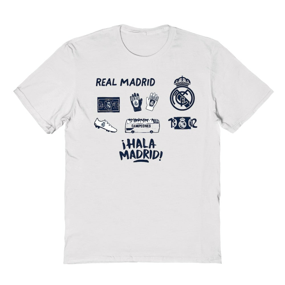 Real Madrid Vive La Fete Youth Impressions Icons T-Shirt - White shop