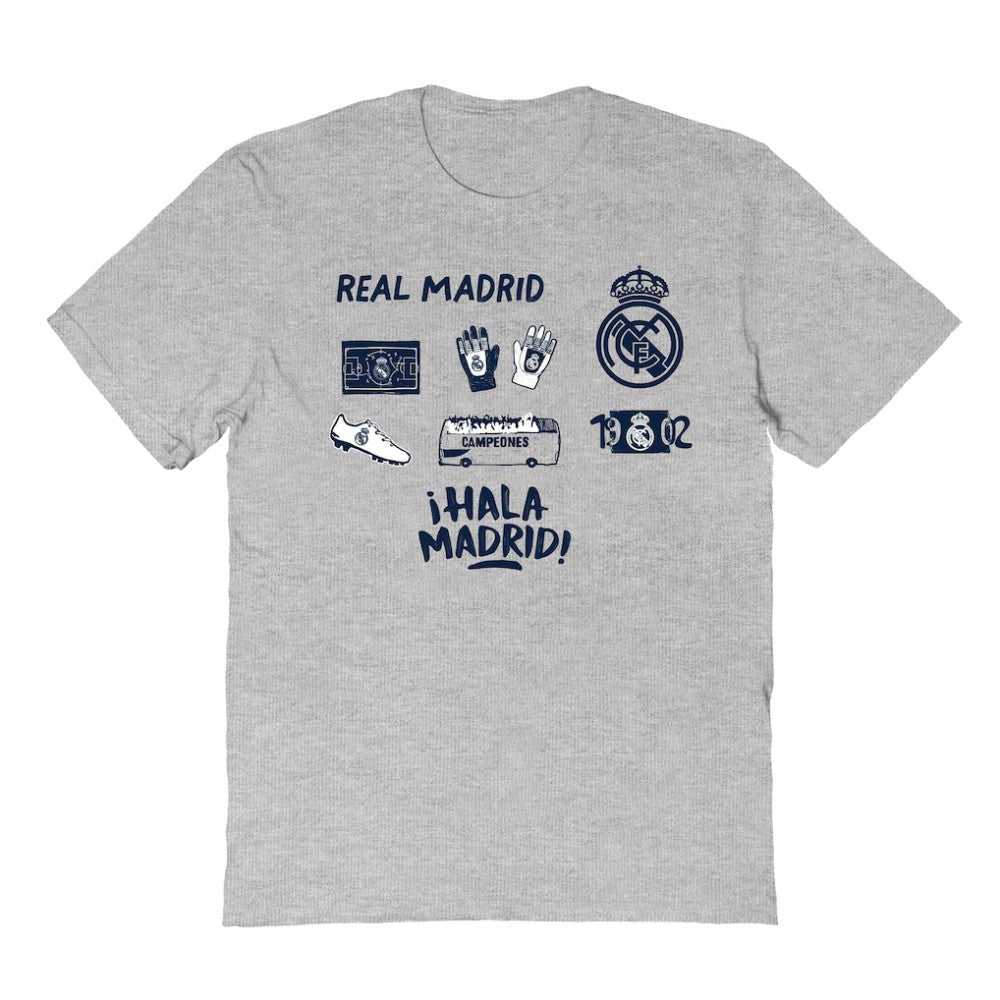 Real Madrid Vive La Fete Youth Impressions Icons T-Shirt - Gray sale