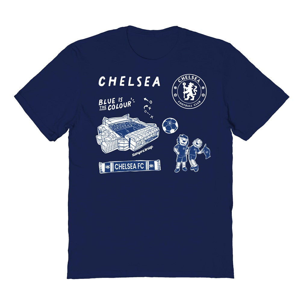 Chelsea Vive La Fete Youth Impressions Icons T-Shirt - Navy shop