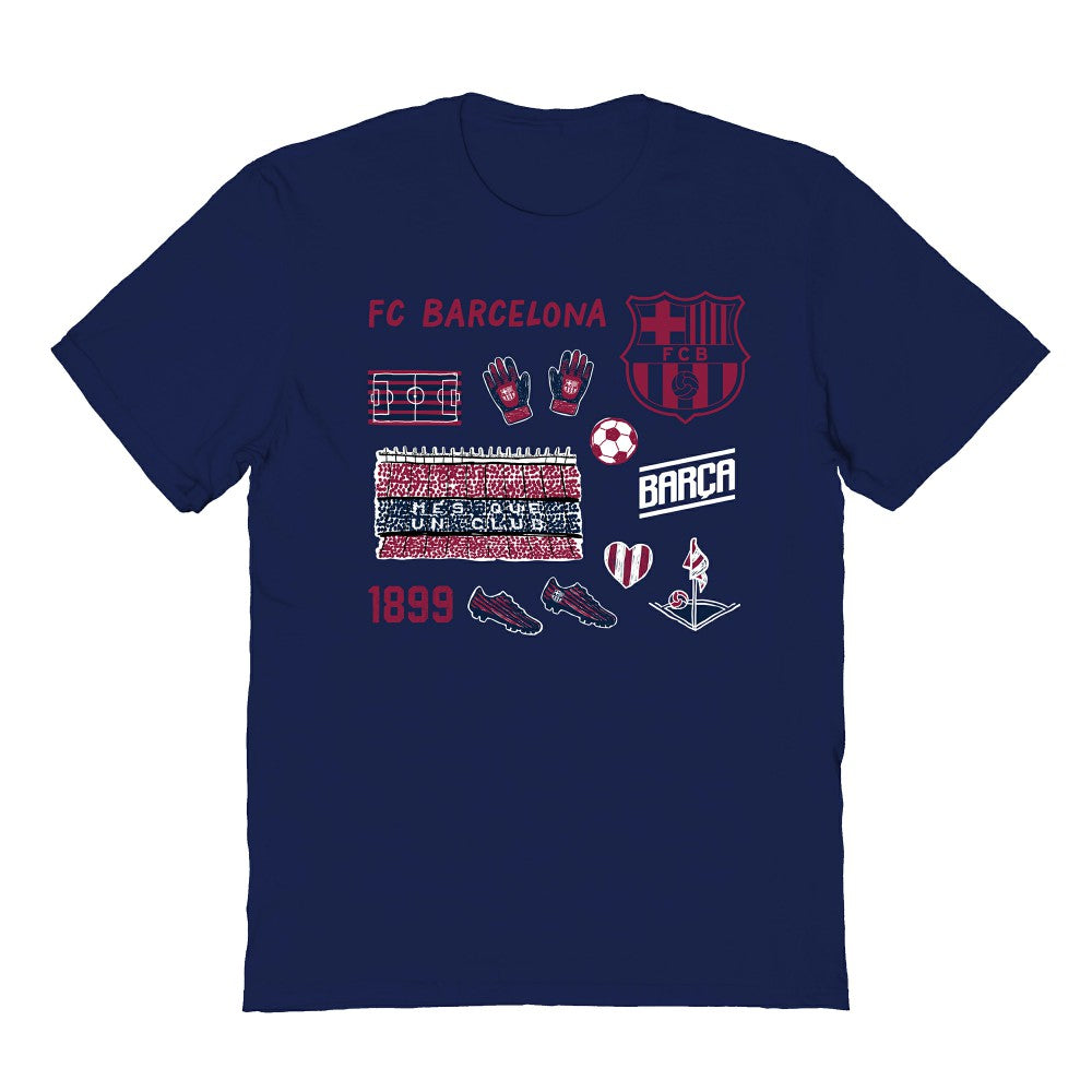Barcelona Vive La Fete Youth Impressions Icons T-Shirt - Navy outlet