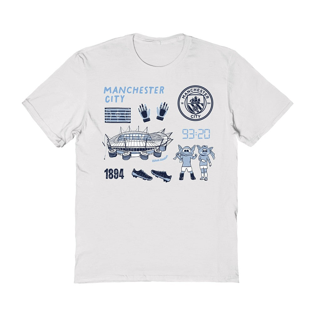 Manchester City Vive La Fete Women's Impressions Icons T-Shirt - White discount
