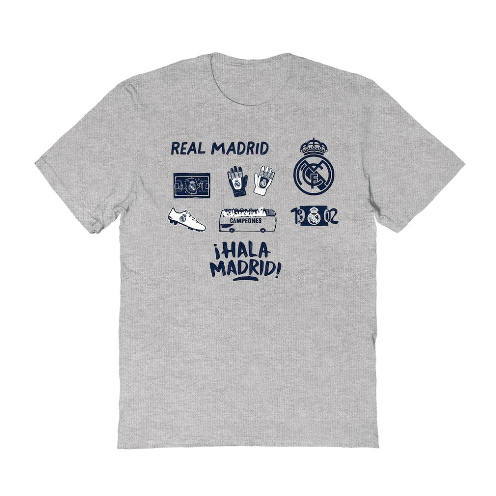 Real Madrid Vive La Fete Women's Impressions Icons T-Shirt - Gray on sale