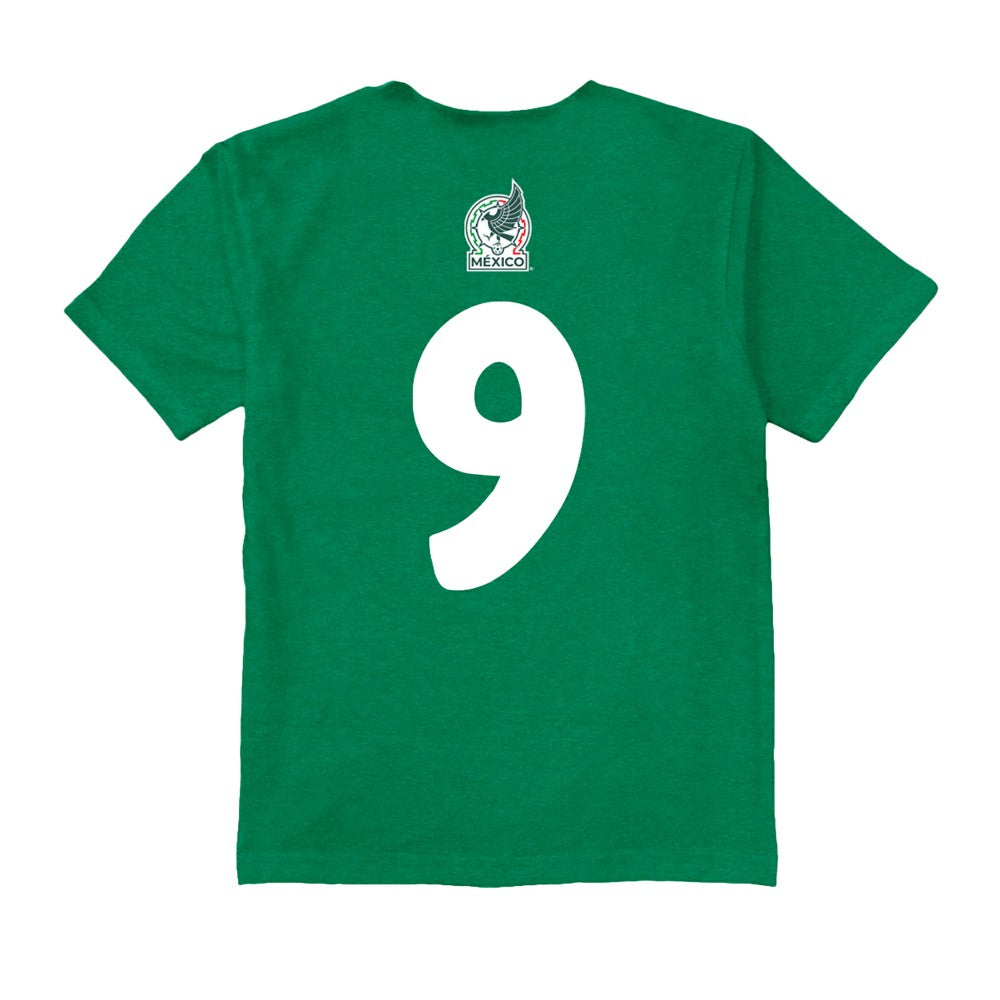 Raúl Jiménez Mexico National Team Vive La Fete Youth Player Name & Number Chilena Style T-Shirt - Green on sale