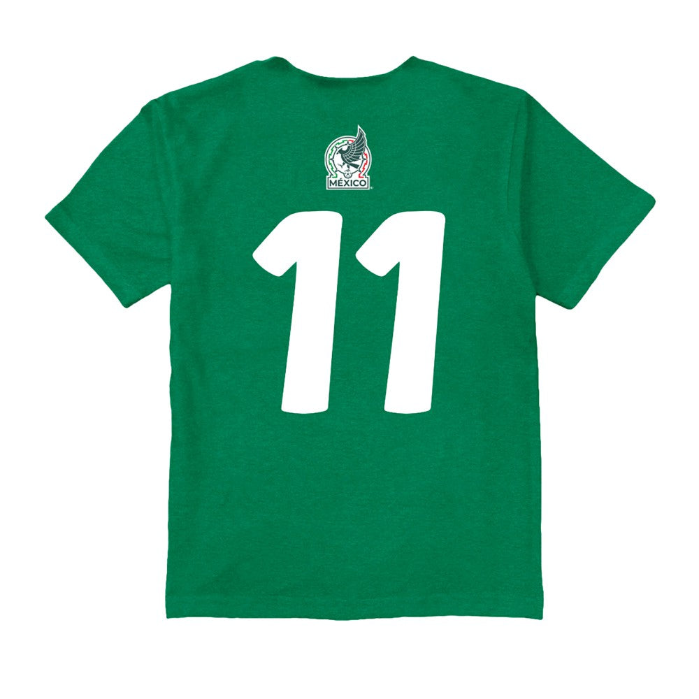 Santiago Gimenez Mexico National Team Vive La Fete Youth Player Name & Number Chilena Style T-Shirt - Green on sale