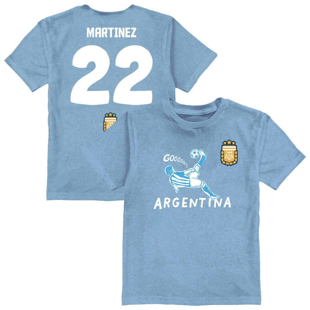 Lautaro Martinez Argentina National Team Vive La Fete Youth Player Name & Number Chilena Style T-Shirt - Light Blue discount
