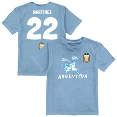Lautaro Martinez Argentina National Team Vive La Fete Youth Player Name & Number Chilena Style T-Shirt - Light Blue discount